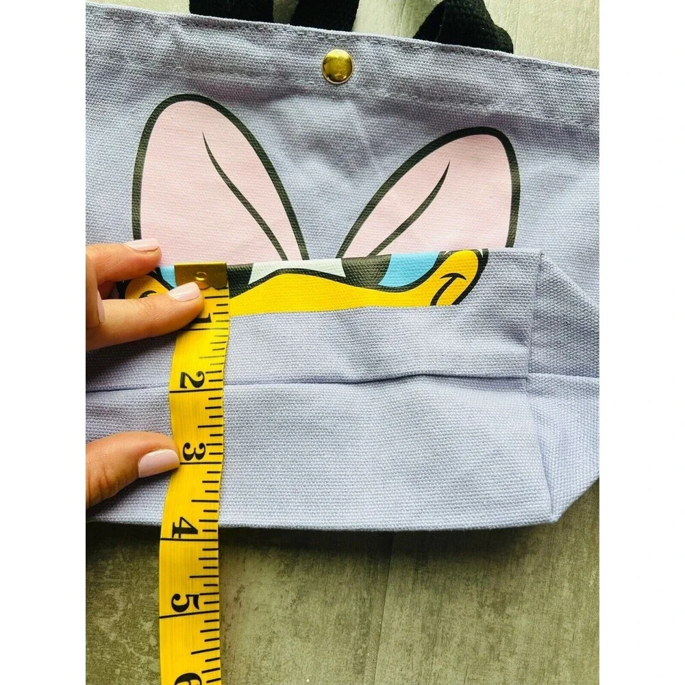 DAISY DUCK Disney Mickey Mouse Purple Snap Lunch Tote Bag Canvas Reuseable NEW